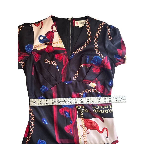 L'ATISTE By Amy Floral Baroque Print Long Sleeve Dress Size S - Picture 7 of 8